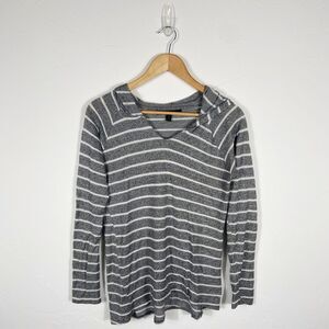 City Streets Gray and White Striped Hoodie